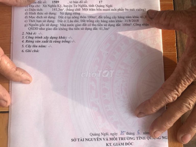 Đất Huyện Tư Nghĩa 141m², sát cầu Chui Nghĩ kì