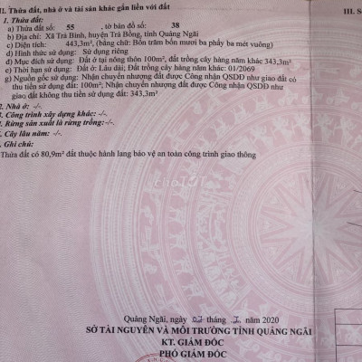 NGỢP Bán đất trung tâm Trà Bồng 95tr/met