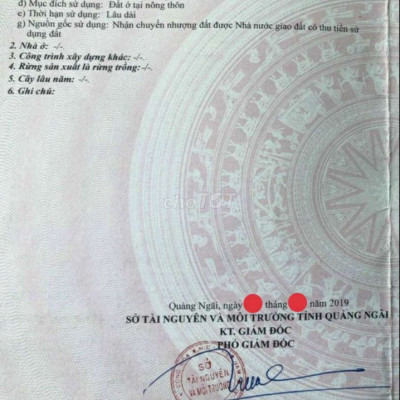 Bán đất Thổ cư gần chợ Bò Tịnh Phong