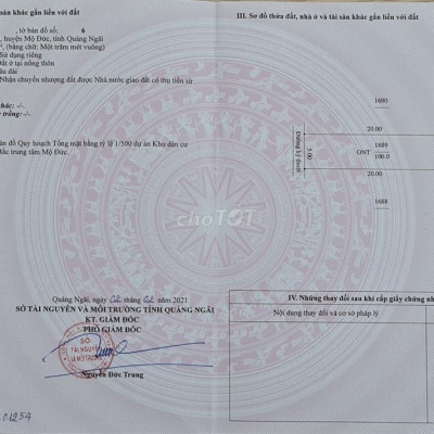 Đất sổ hồng riêng, giá 650tr, dự án Mộ Đức, Q.Ngãi