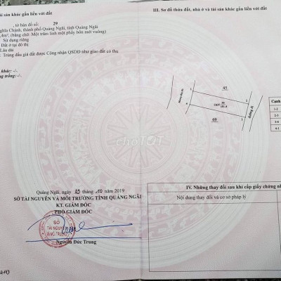 Đất sổ đỏ Trung tâm Quảng Ngãi 5x20