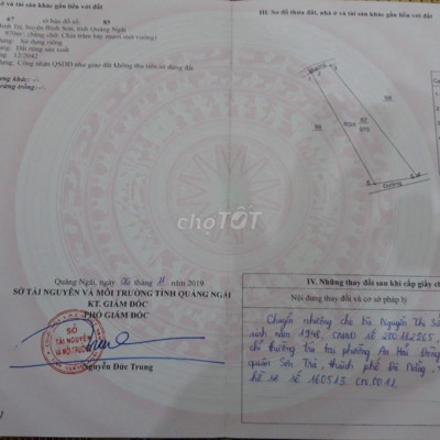 Đất NN (RSX) N.máy Lọc dầu Dung Quất, Quảng Ngãi.