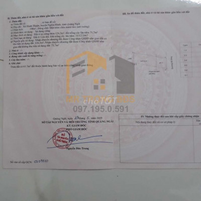 Đất mặt tiền chợ Hành Thuận-Nghĩa Hành (8m x 25m)