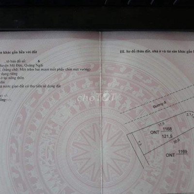 Đất Huyện Mộ Đức 122m²