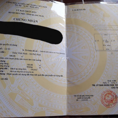 Đất Huyện Đức Phổ 190m²