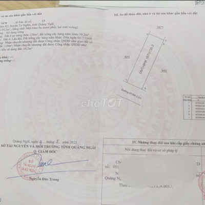 Bán Đất Nghĩa Kỳ - Đường 4m - Giá 580tr