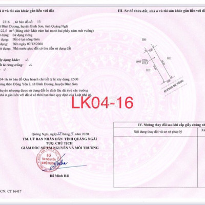 Đất Khu KT Dung Quất, đối diện UBND, chính chủ