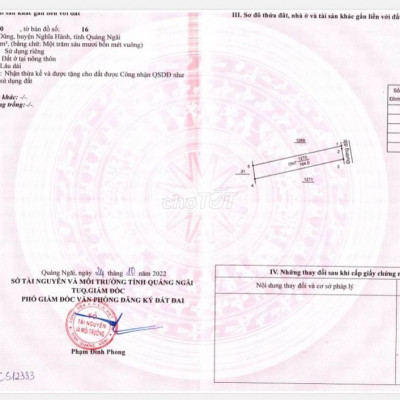 Cần bán lô đất 164m2 Thổ cư ở Hành Dũng