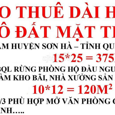 Cho thuê đất lô đất mt đường tt huyện Sơn Hà