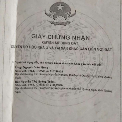 NHÀ ĐẤT TRUNG TÂM THÀNH PHỐ QUẢNG NGÃI