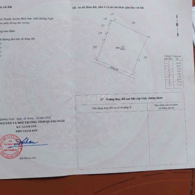 cần băn lô đất BHK. ở Bình sơn.