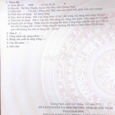 Cần tiền nên bán lô đất thổ cư tại trung tâm hành chính xã Đức Nhuận