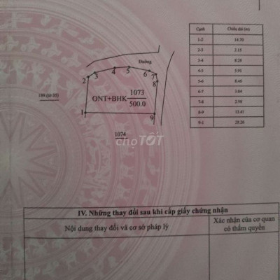 Bán lô đất 2 mặt diện có 100m đất ở