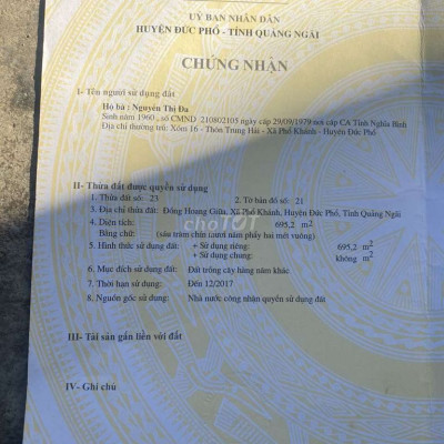 Bán đất 22*31=700m2 sát nhà dân Quãng Ngãi 149 triệu