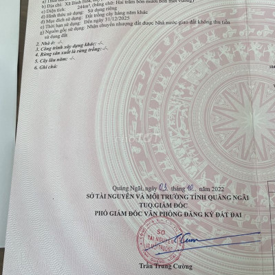 Đất sổ riêng Giá Rẻ gần biển Bình Sơn, Quảng Ngãi