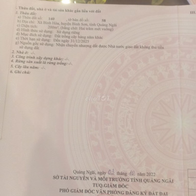 Chính chủ bán 200m2 đất sổ riêng giá rẻ gần biển