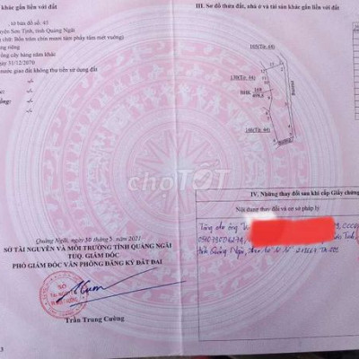 Bán đất Phủ Hổng 498m2 Quang Ngãi Giá 75 triệu