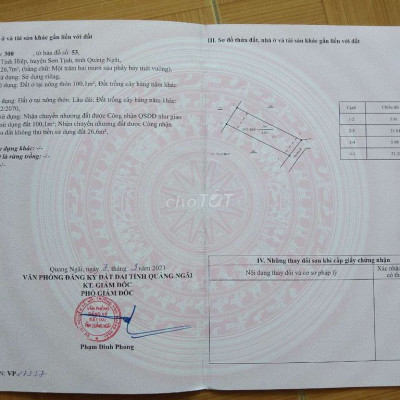 Bán đất Thổ Cư 126m2 Quãng Ngãi giá 170 triệu