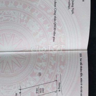 Em có lô 100m2 đất thổ cư Quang ngãi giá 150 triệu