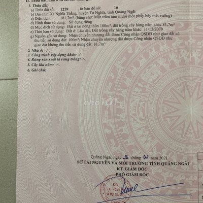 Chính chủ cần bán lô đất Nghĩa Thắng