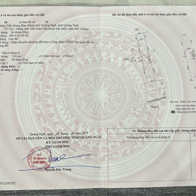 Bán nhà mặt tiền đường Hùng Vương - TP. Quãng Ngãi - DT: 147.5 m2