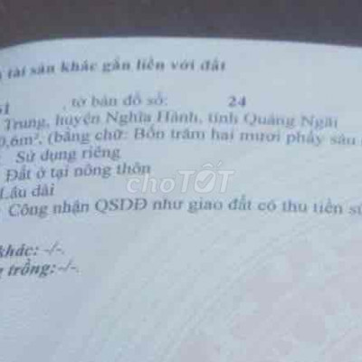 👑BÁN LẠI 420M2 ĐẤT Ở HOÀN TOÀN GẦN TTTP QUẢNG NGÃI BÁN NHANH GIÁ 1TY29
