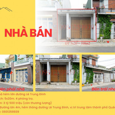 Bán nhà đường Lê Trung Đình, 100m2, 3.5 tỷ, trung tâm tp Quảng Ngãi