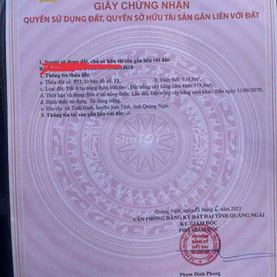 Nhà cần bán mảnh vườn nhỏ ngang 16m  dài gần 40m, tại Tịnh Bình cũ